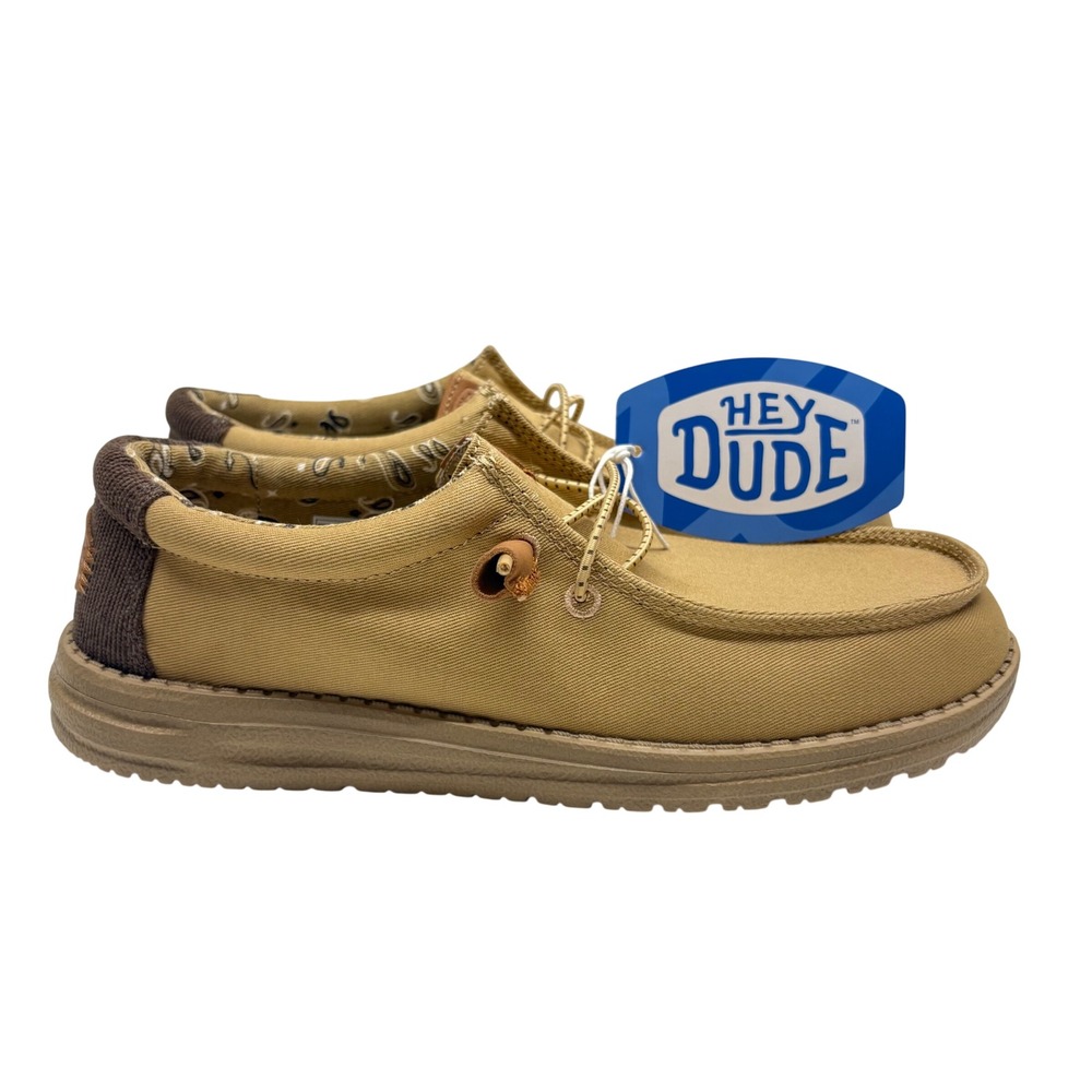 Hey Dude Wally Workwear Mens Size 7 Tan Loafers Canvas Slip On Casual Shoes
